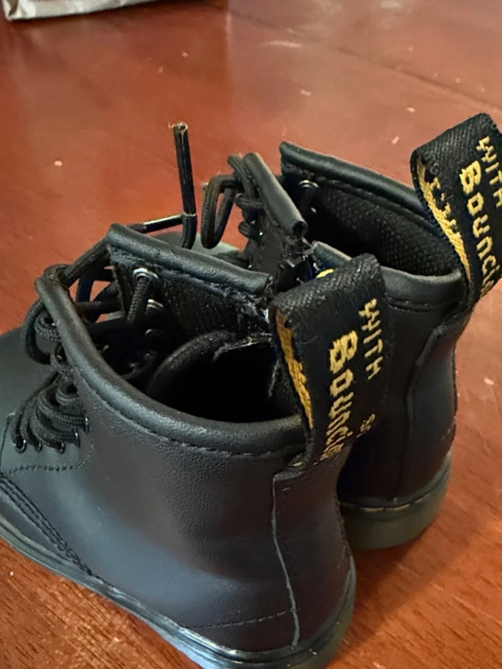 Dr. Martens Black Kids Lace-Up Zip Combat Boots